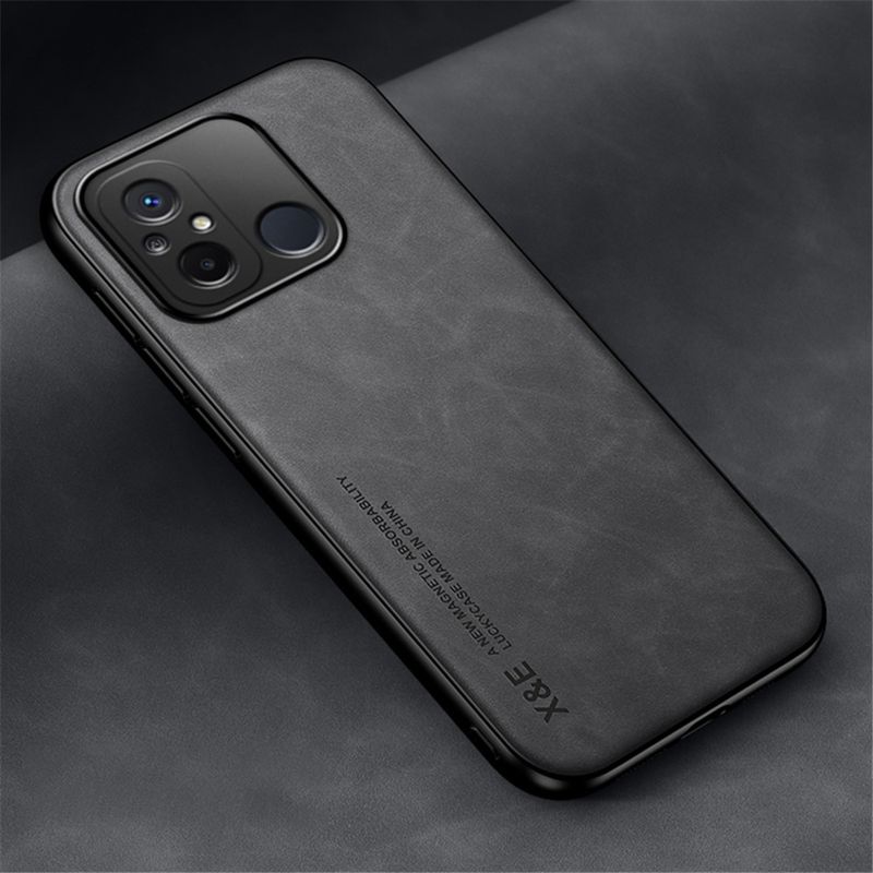 For Xiaomi Redmi 12C Case Sheepskin Leather Back Cover Redme 12C 12 C C12 4G 6.71" Redmi12C Car Magnetic Holder Shockproof Coque_voghion.com