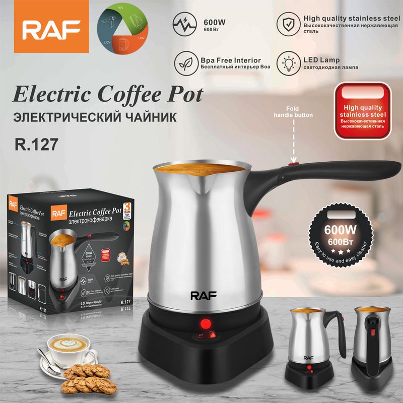 RAF European cross-border Türkiye pot with handle Stainless steel electric coffee maker Hot kettle 500ml_voghion.com