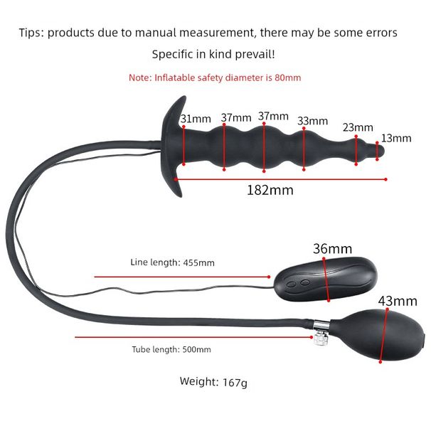 12-Frequenz-Analkugeln mit regulierbarer Expansion, Vibrations-Prostata-Massagegerät, Masturbationsgerät, Butt Plug_voghion.com