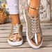 Summer Sequin New Front Tie Solid Color Plus Size Sneakers_voghion.com