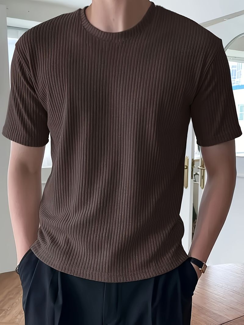 ​Herren-T-Shirt mit schmaler Passform und Streifen, kurzärmlig – atmungsaktives, schnelltrocknendes Sport-T-Shirt für Fitnessstudio, Laufen und Freizeit_voghion.com