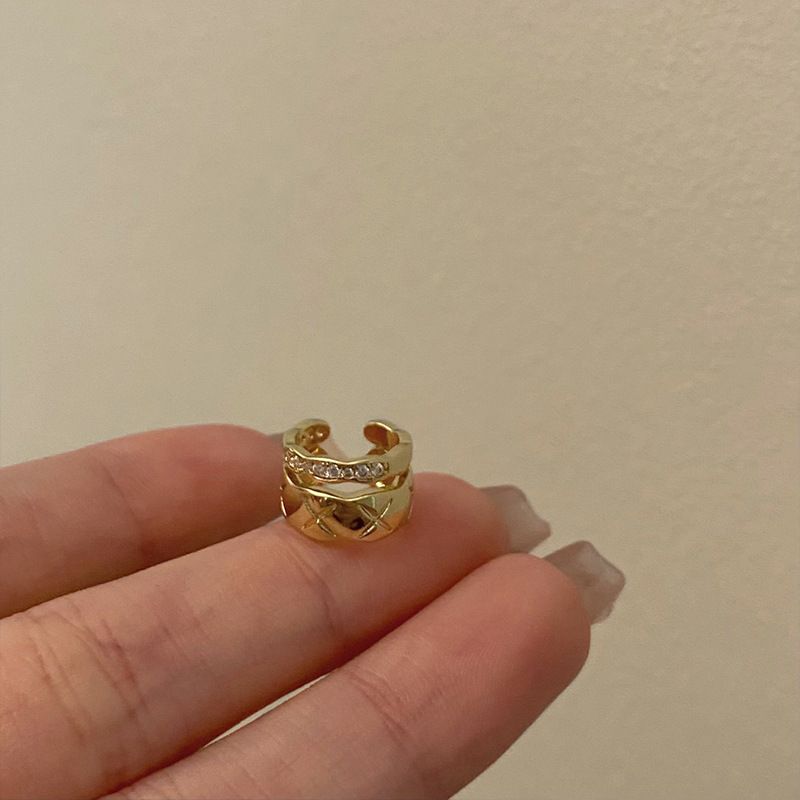 Double Layer Diamond-Studded Cuff For Women Without Piercing, Minimalist Design, Niche Ear Clip, Summer Hollow Earrings_voghion.com