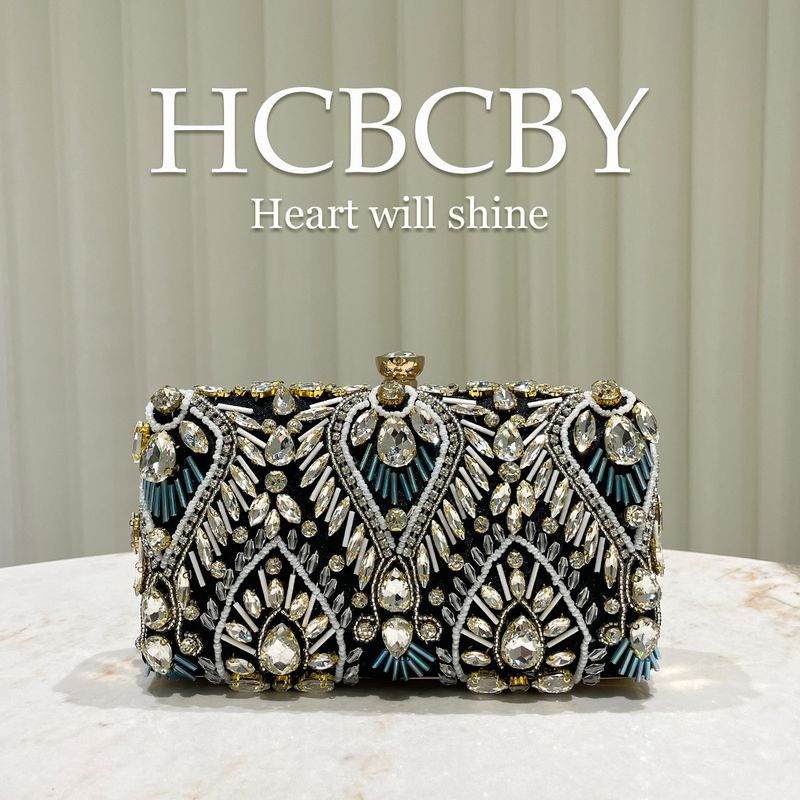 Schwarze Luxus-Clutch mit Strasssteinen, Abendtasche, Damenmode, Kontrastfarbe, Temperament, Box-Tasche, kleine Handtasche_voghion.com
