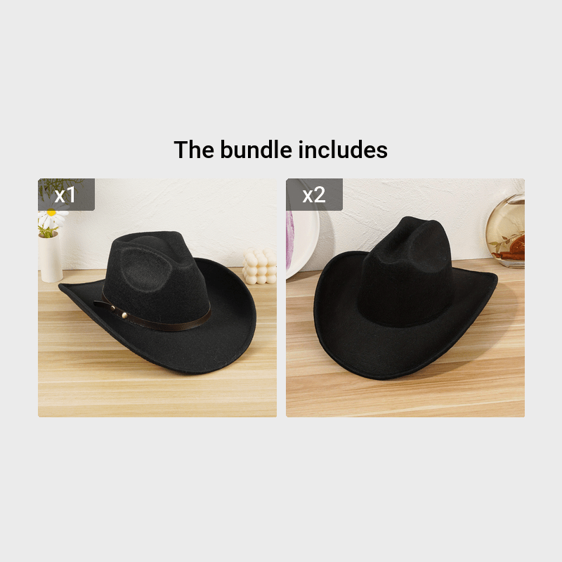 Sombrero de vaquero para mujer y hombre, de fieltro de lana, de ala ancha, estilo vintage occidental, estilo panamá, regalo de San Valentín_voghion.com