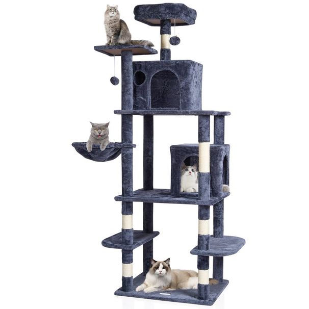 Cat Tree 68.5' Cat Tower With Cat Condos Sisal Scratching Post Dark Grey_voghion.com