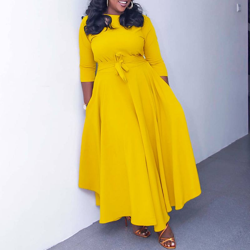 Abbigliamento da donna Stile alla moda Abito con lacci di grandi dimensioni_voghion.com