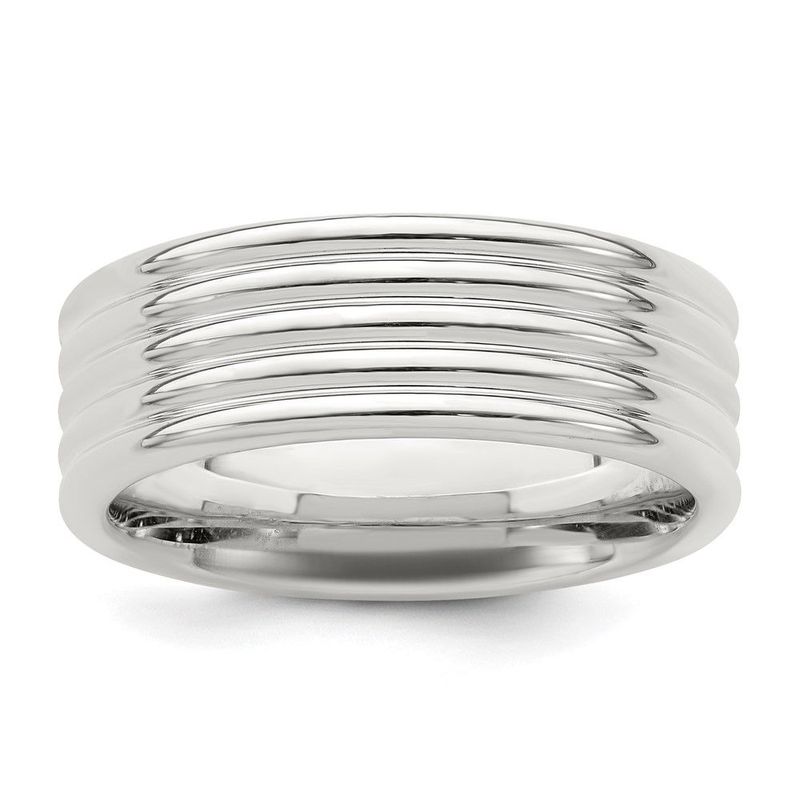 Sterling Silver 7mm Polished 5-Row Fancy Band Size 13.5_voghion.com