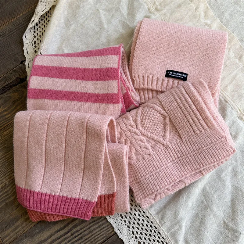 Écharpes pour enfants fille rose douce princesse vent étendu écharpe chaude hiver hiver écharpe d'hiver_voghion.com