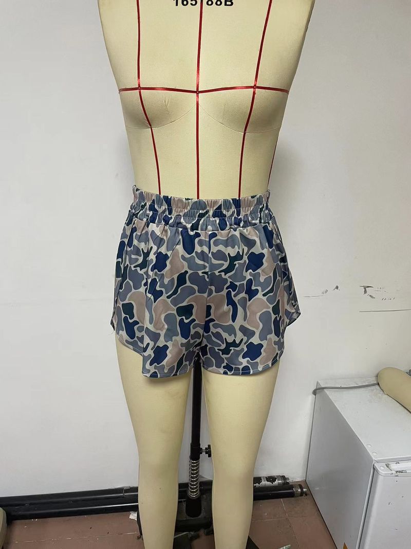 K Women's Shorts With Elastic Digital Print In Multiple Colors_voghion.com