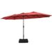 15 Feet Double-Sided Twin Patio Umbrella with Crank and Base_voghion.com