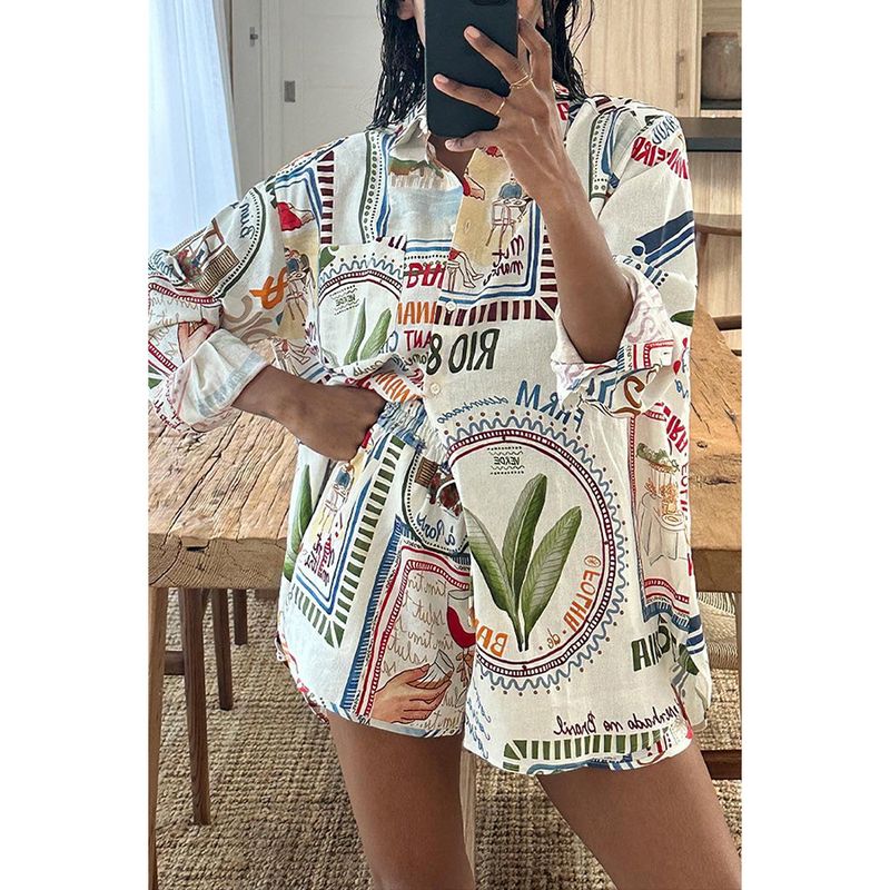 Roupas femininas Conjunto de lazer de manga comprida Conjunto de duas peças com bolso e cordão solto para férias_voghion.com