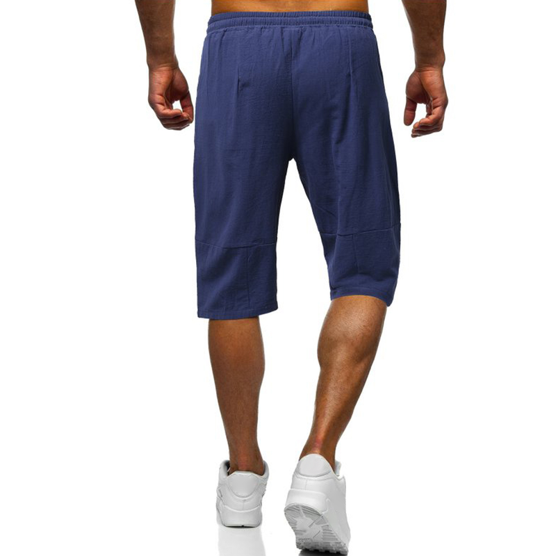 Weizhifu Cargo Shorts Loose Drawstring Casual Pockets Shrink Resistant Keep Cooling Linen Solid Color Summer Cargo Shorts Men Clothes_voghion.com