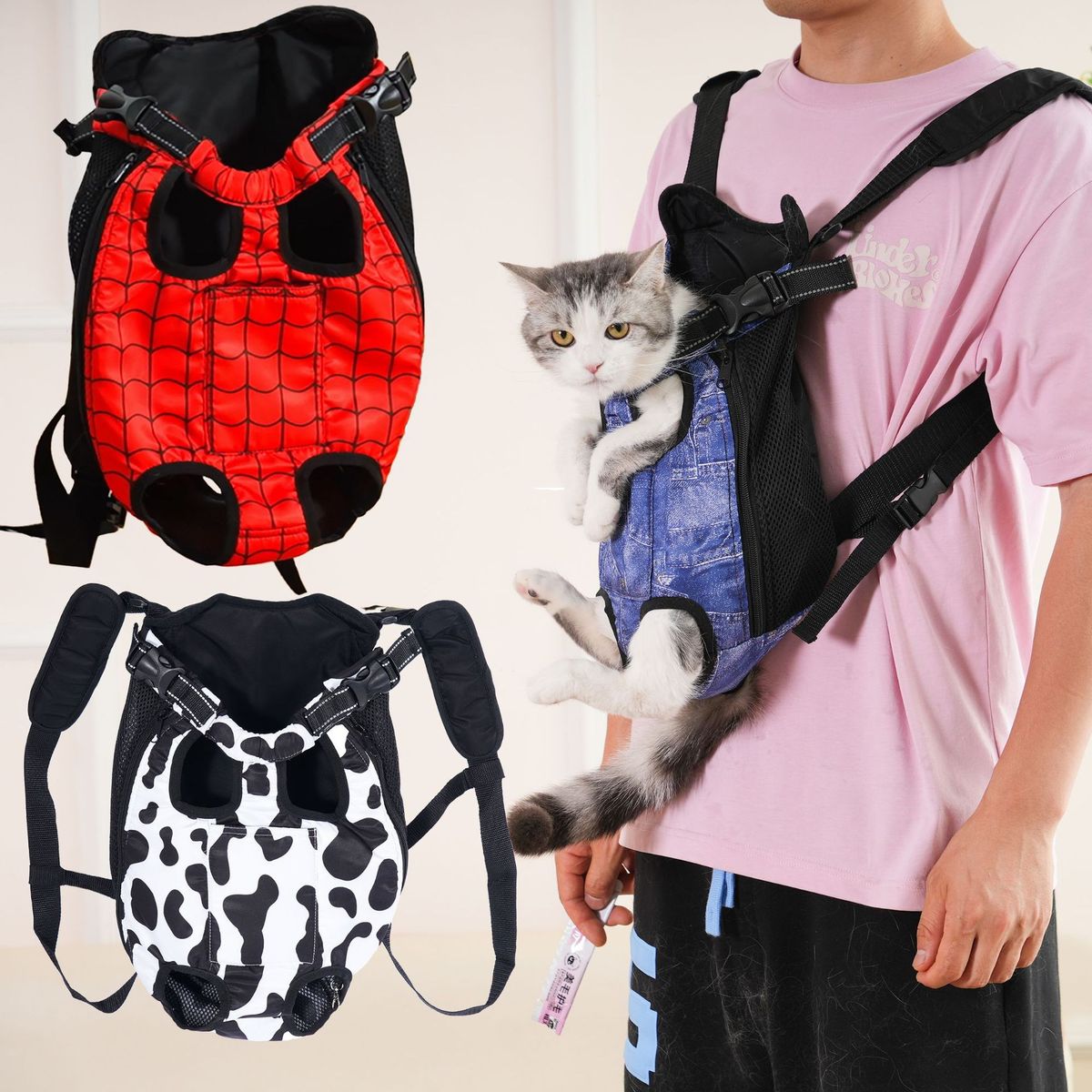 Dog Backpack Cat Chest Bag Front And Back Can Be Carried Breathable Design Pet Travel_voghion.com