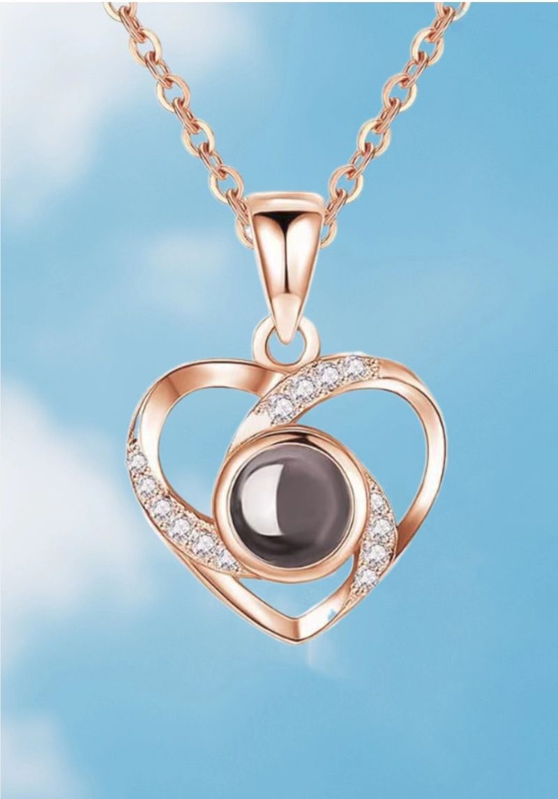 Projection Necklace in 100 Languages, I Love You, Hollow Heart Pendant, Women's Fashion, Temperament, and Minimal_voghion.com