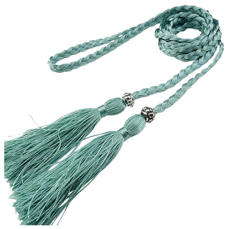 HOT Thin Waist Rope Knit Belts Ethnic Style Fashion Women Boho Solid Color Braided Tassel Belt For Dress Waistbands_voghion.com