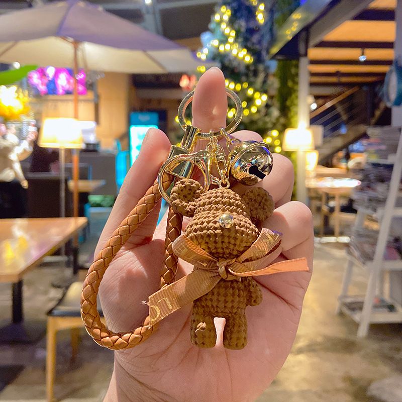 Aranyos medve kulcstartó pár táska medál kulcstartó Ins Cartoon Doll Resin kulcstartó_voghion.com