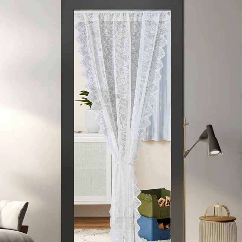 Vintage Lace Door Curtain – Sheer Privacy Panel For Windows & Doors, No Drill Room Divider (100x100cm/100x140cm/100x200cm, White/Beige)​_voghion.com