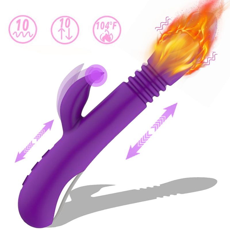 Centerel Rabbit Vibrator For Women G-Spot Stimulating Sex Toy Thrusting Vibrator With 10 Powerful Vibrations And Stretch Modes And Heating_voghion.com