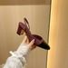 Burgundy New Style Chunky Heel Single Shoes For Women With Back Strap, Square Toe, Color Block, Mid Heel, Open Back,_voghion.com