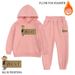Mother & Kids New Plush Long Sleeved Hooded Bear Letter Print Sweatshirt Suit Loose Sweatpants Two Piece Set_voghion.com