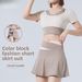 Color Block Two-Piece Skirt Quick-Dry Anti-Exposure Shorts High Elasticity Bare Sensation Tight Sports Short Sleeve_voghion.com