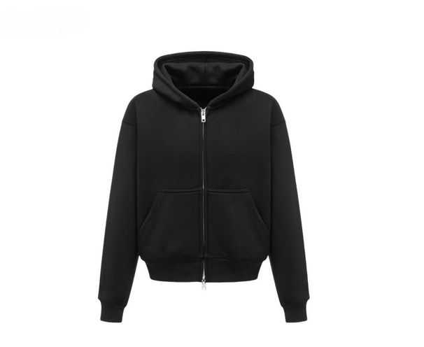 Schwerer 500G Anti-Falten-Pullover mit Doppelreißverschluss und Kapuze für Herren_voghion.com