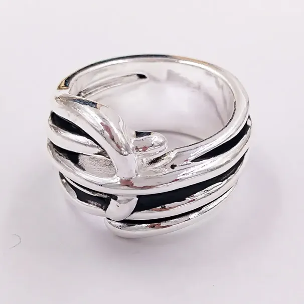 Ciondoli fai-da-te gioielli malocchio UNO de 50 TRENZADO Anelli in argento sterling per donna uomo anello a strati set Regali di compleanno di Natale fashio_voghion.com