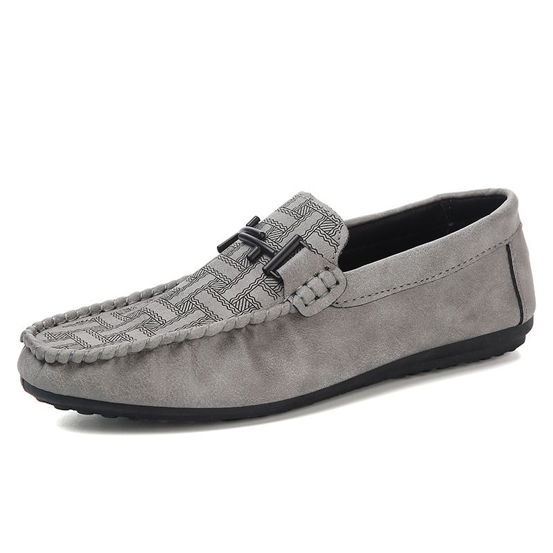 New men's bean shoes striped soft leather light lazy shoes cover feet fashion casual shoes all fashion men's single shoes_voghion.com