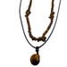 Cross-Border European And American Fashion Coconut Shell Turquoise Leather Wax Cord Necklace Set Hip-Hop Niche Layered_voghion.com