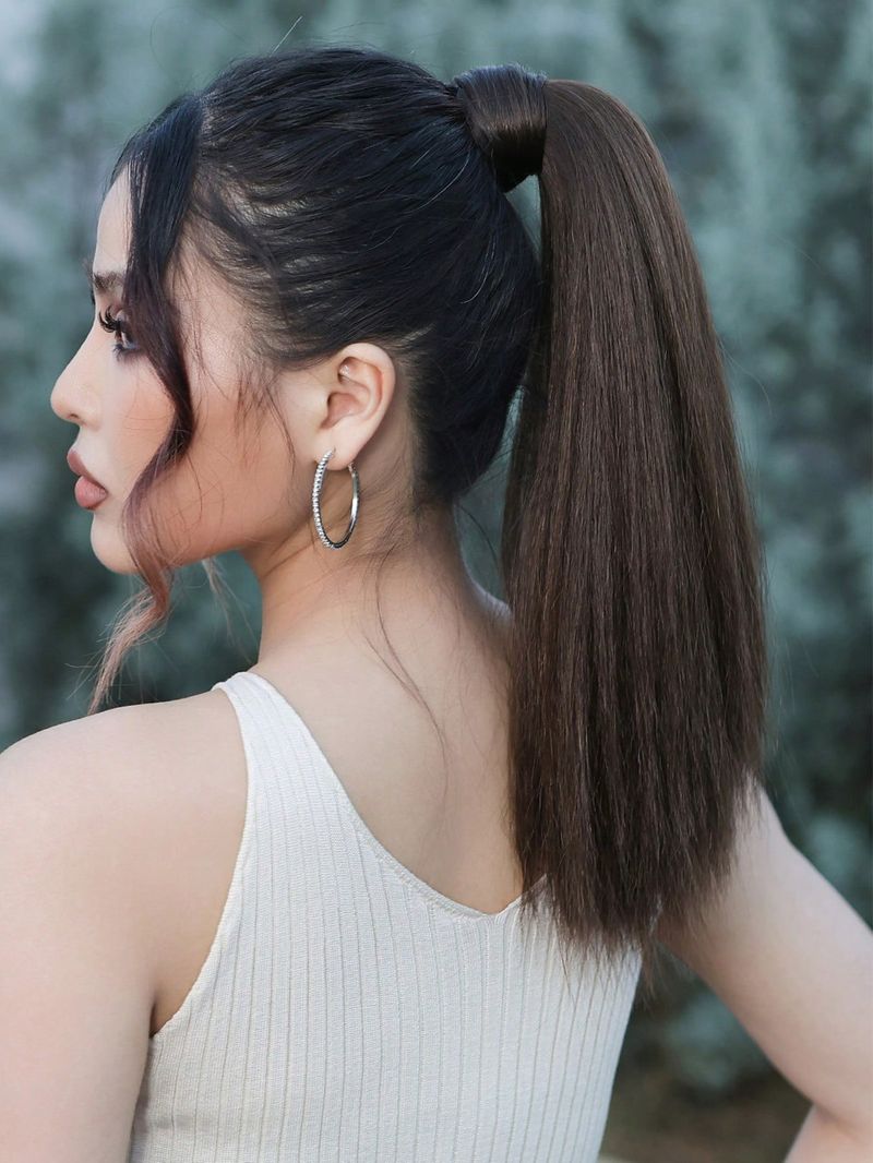 Ombre-Blond-Verlängerung, lange gerade Verlängerung, magische Paste, hitzebeständiges synthetisches Wrap-Around-Weiß-Platinblond_voghion.com