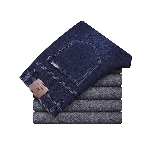 Winterweiche, dicke Business-Jeans für Herren, für junge und mittelalte Männer, locker sitzende, warme Denim-Langhosen, Business-Herrenbekleidung_voghion.com