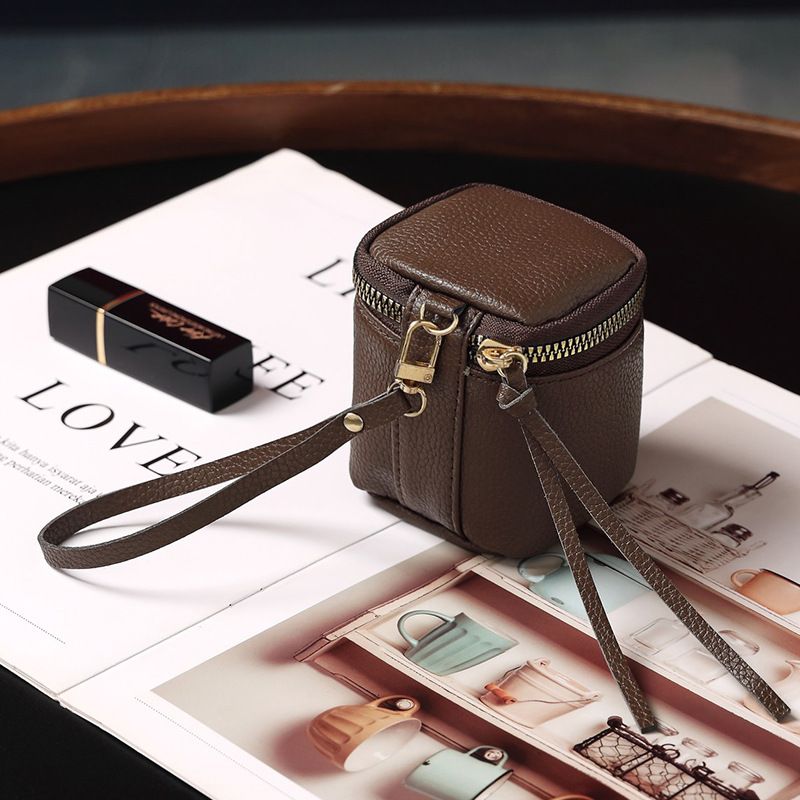 Borsa per il trucco in pelle, porta rossetto, portaoggetti da viaggio portatile, mini portamonete rotondo personalizzato_voghion.com