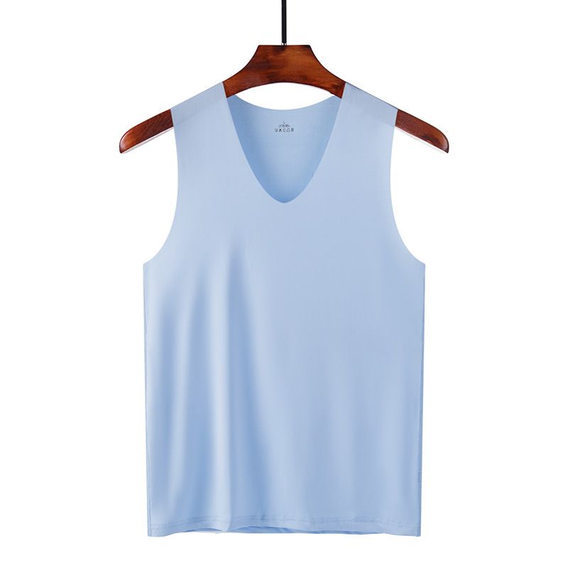 Summer Essential Sports Vest: Men's Seamless Ice Silk Style, Slim Fit Hurdle, Sleeveless Breathable Super Comfortable_voghion.com