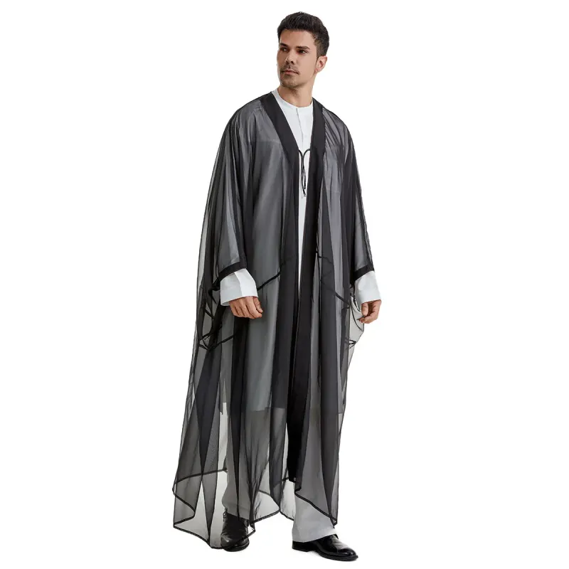 Männer Muslimische Stickerei Offen Abaya Jubba Thobe Strickjacke Kleid Kimono Truthahn Dubai Saudi Kaftan Islam Kleidung Gebet Kaftan Abayas_voghion.com