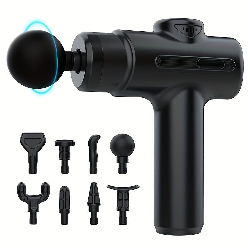 1pc Fascia Gun Muscle Massage Gun Deep Tissue Percussion Massager voor atleten, draagbare body back muscle massager gun met 8 massagekoppen_voghion.com
