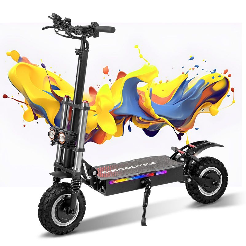 WHOSU Electric Scooter Adults, 6000W Dual Motor Up To 50 Mph, 62 Miles Range, 4 Braking System, 11'Off-Road Folding E-Scooter For Adults, Portable E-Scooter_voghion.com