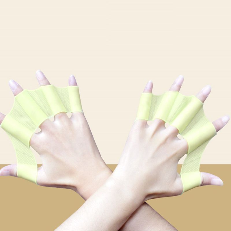 2 piezas de palmas de rana de silicona para nadar con aletas para los dedos, aletas para los dedos, accesorios elásticos para hacer snorkel para adultos y niños_voghion.com