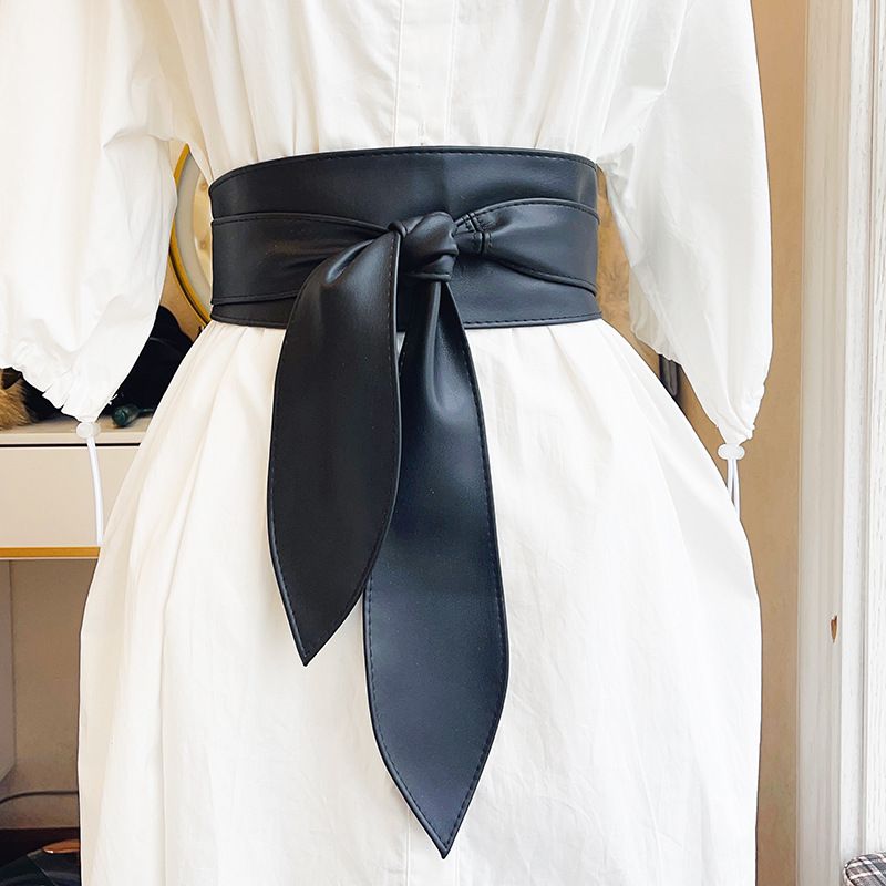 Bowknot Dekorativer Taillengürtel für Kleider, Extra langer Krawattenknotengürtel, Modeaccessoire für Kleider_voghion.com