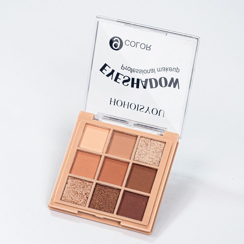 9-Color Eyeshadow Palette With Pearlescent And Matte Shades For Beginners, Daily Makeup, Smokey Look, Fine Glitter,_voghion.com