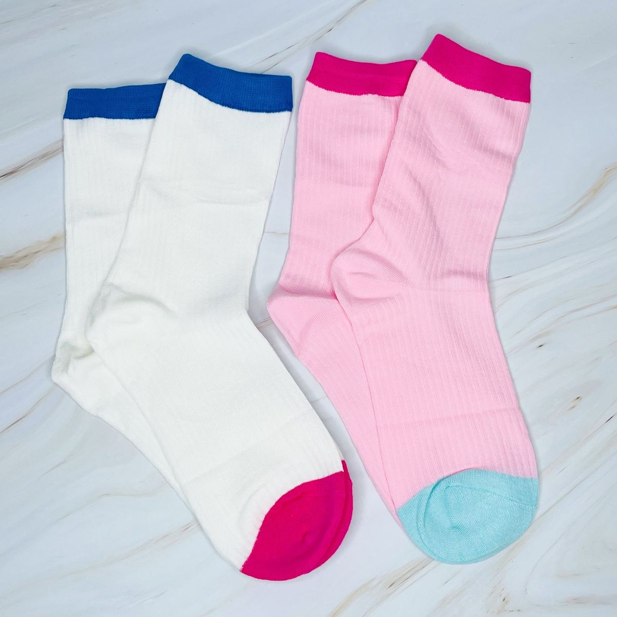 Color Block Socks Set Of 2_voghion.com