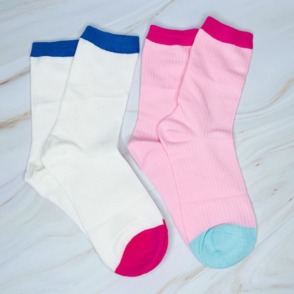 Color Block Socks Set Of 2_voghion.com