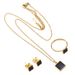 Fashionable stainless steel jewelry, simple geometric drip black oil necklace, earrings, rings, three piece set, women's_voghion.com