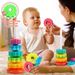 Montessori Rotating Rainbow Tower Baby Stacking Puzzle Toys Sicurezza e protezione ambientale Giocattoli colorati per bambini_voghion.com