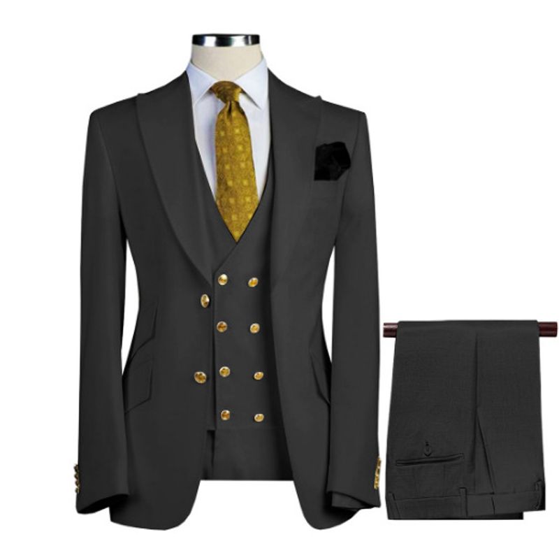 Men's suit three-piece beige suit Groom suit Best man suit Wedding banquet casual suit suit_voghion.com
