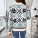 European Goods 2025 New Autumn Winter Cross-Border Retro Nordic Style Long Sleeve Round Neck Snowflake Geometric_voghion.com
