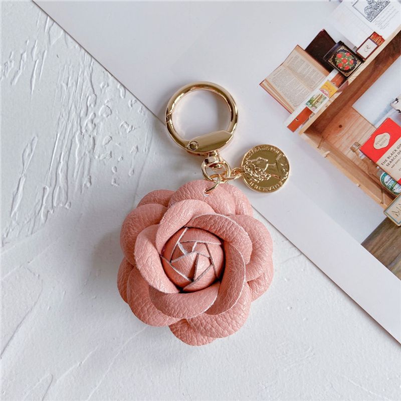 Taschenteile Zubehör Mode Leder Kamelie Auto Schlüsselanhänger Niedliche Blume Rucksack Anhänger Zubehör Persönlichkeit Schlüsselanhänger Ring Weiblich_voghion.com