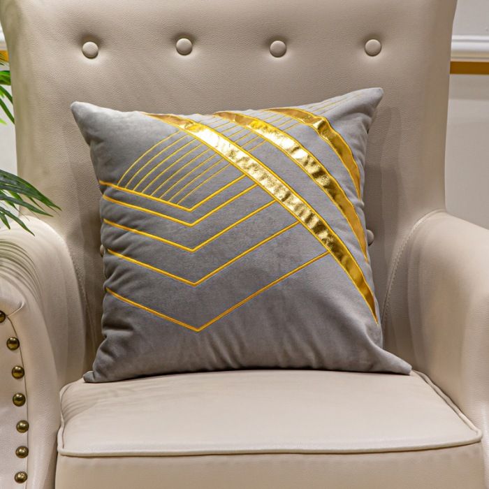 Grezns dekoratīvais spilvena pārvalks - 3D zelta reljefs spilvena pārvalks dīvānam/birojam_voghion.com