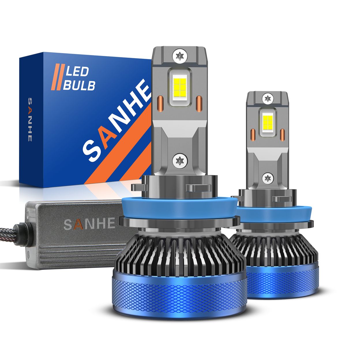 SANHE H11/H8/H9/H16 LED-Scheinwerferlampen Fern-/Abblendlicht 40000LM Superhelle Nebelscheinwerferlampe 6500K Kaltweiß, Schnell_voghion.com