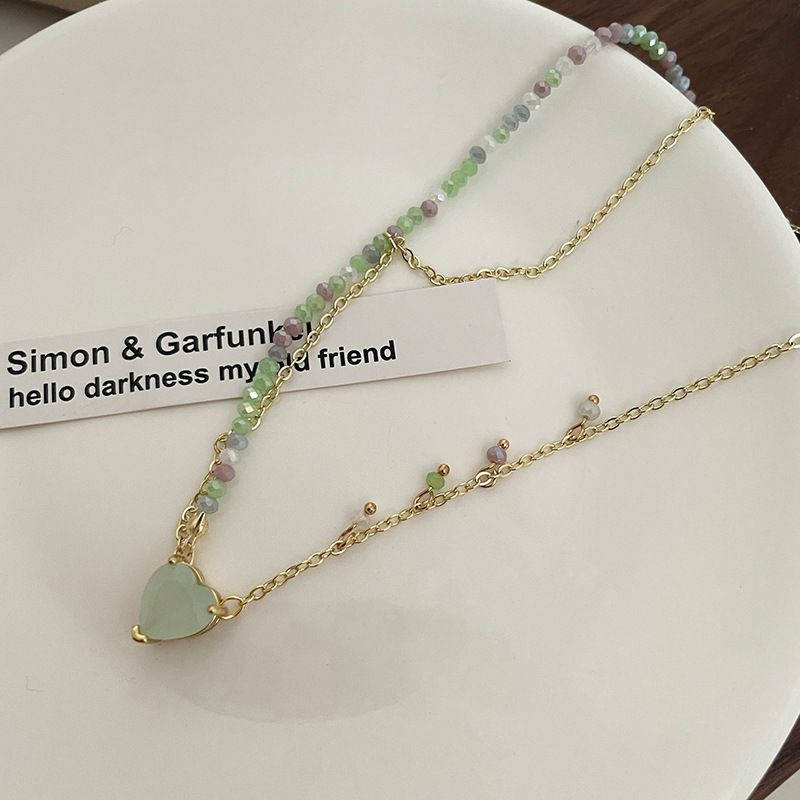 Collier de perles d'amour à double couche de style froid 2023 nouvelle chaîne de clavicule féminine accessoires de collier de tempérament de célébrité en filet_voghion.com