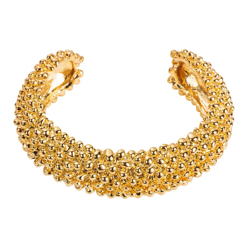 Braccialetto di lusso di alta gamma con sfera a spirale in metallo esagerata dal design unico per donna in oro_voghion.com